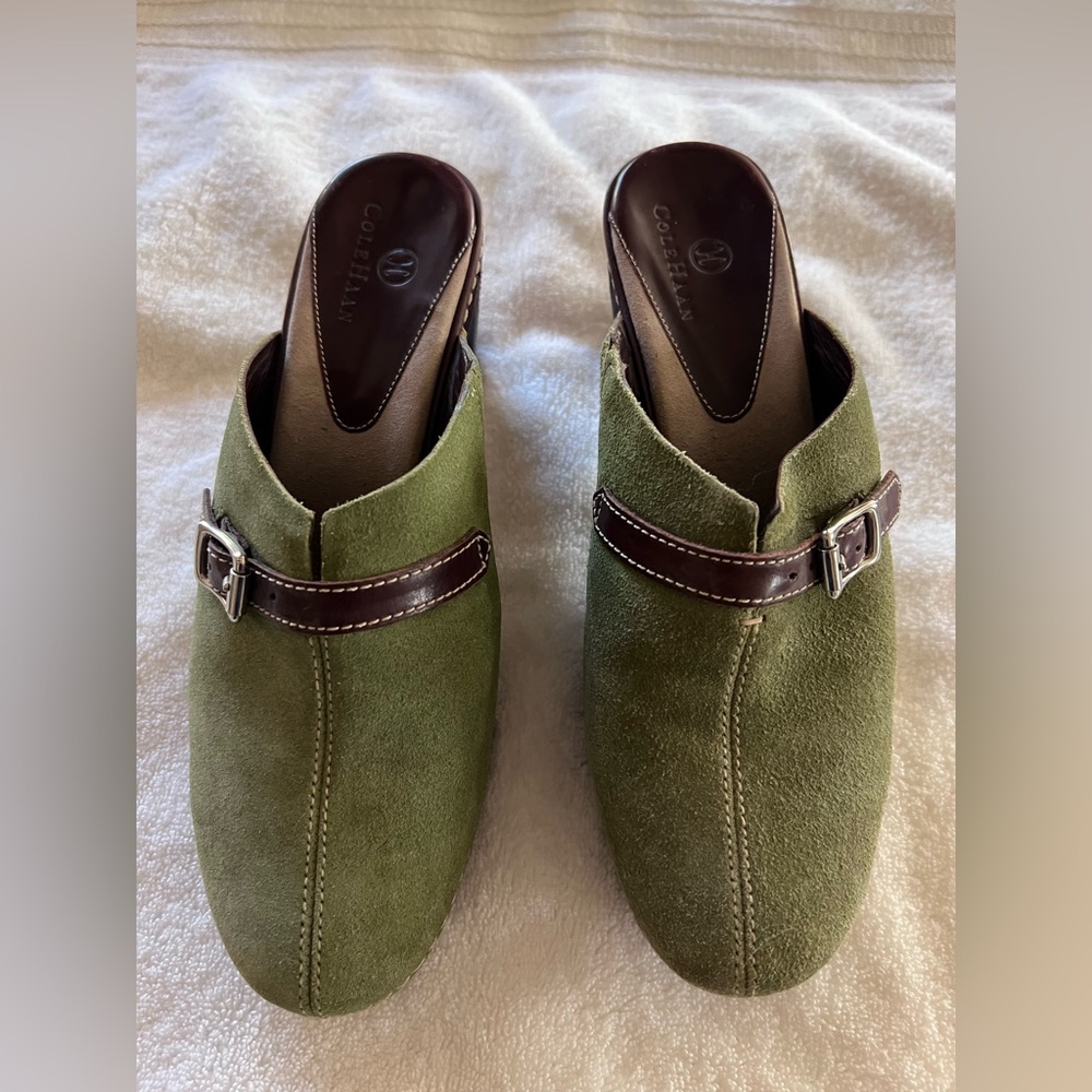 Cole Haan Sage Suede Heeled Clog Size 7.0B Like New